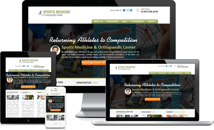 Custom website design for sports medicine