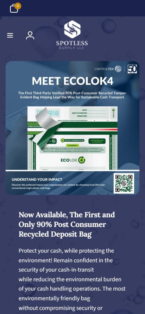 Spotless Supply homepage on a phone