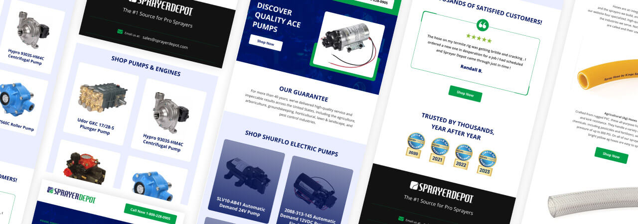 Sprayer Depot retail pages collage