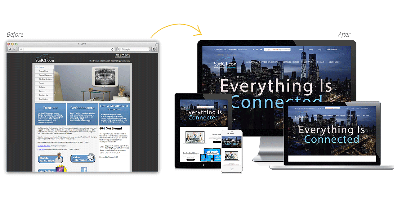 SurfCT Website Redesign Before After