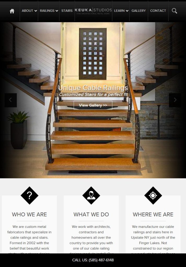 Keuka Studios homepage on a tablet