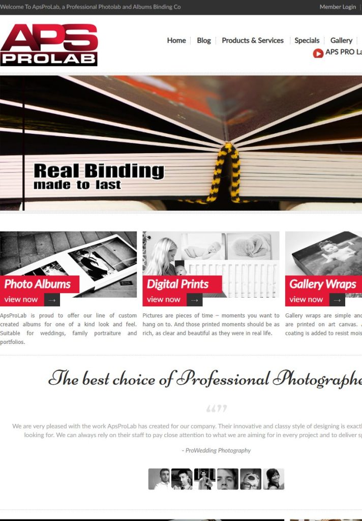 APS Prolab homepage on a tablet