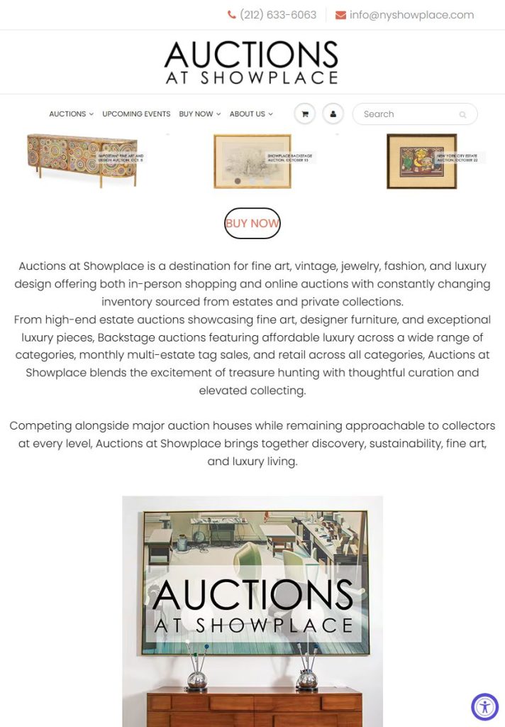 NY Showplace & Antique homepage on a tablet