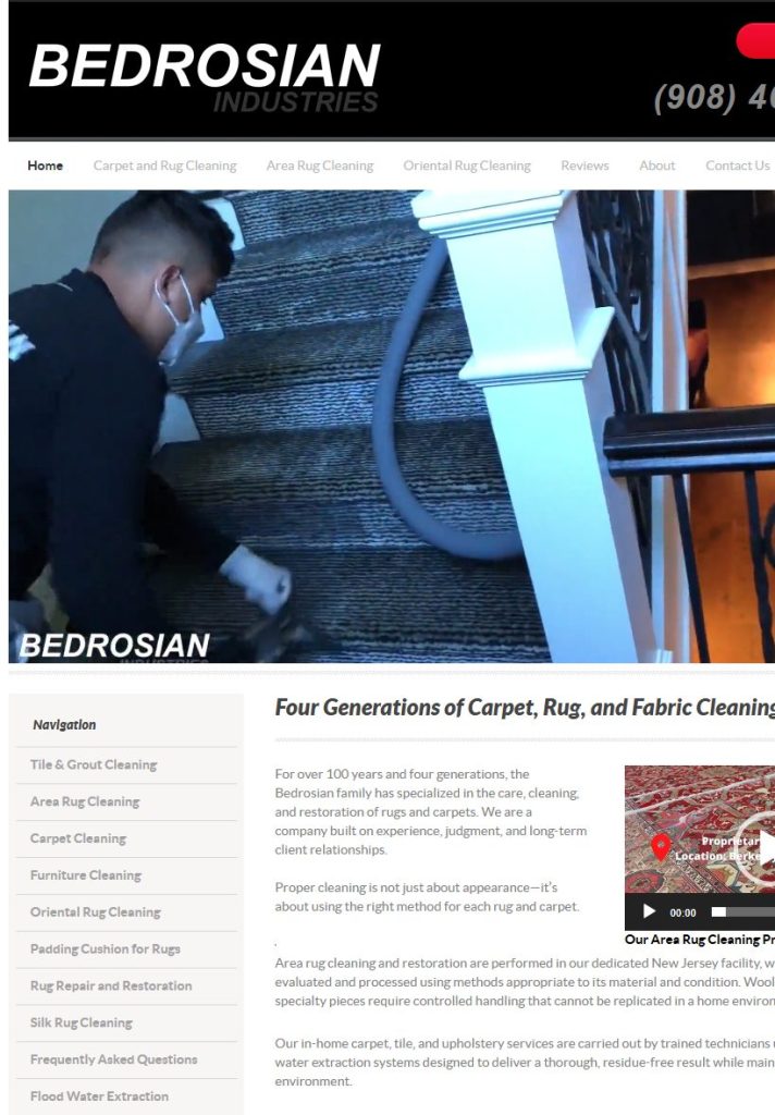 Bedrosian Industries homepage on a tablet