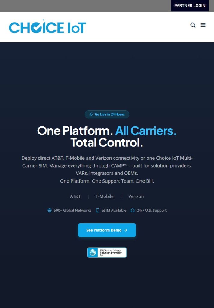 Choice Business Connections homepage on a tablet