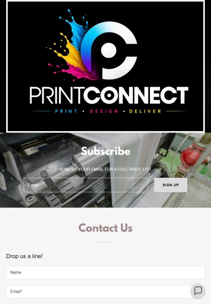 Print Connect homepage on a tablet
