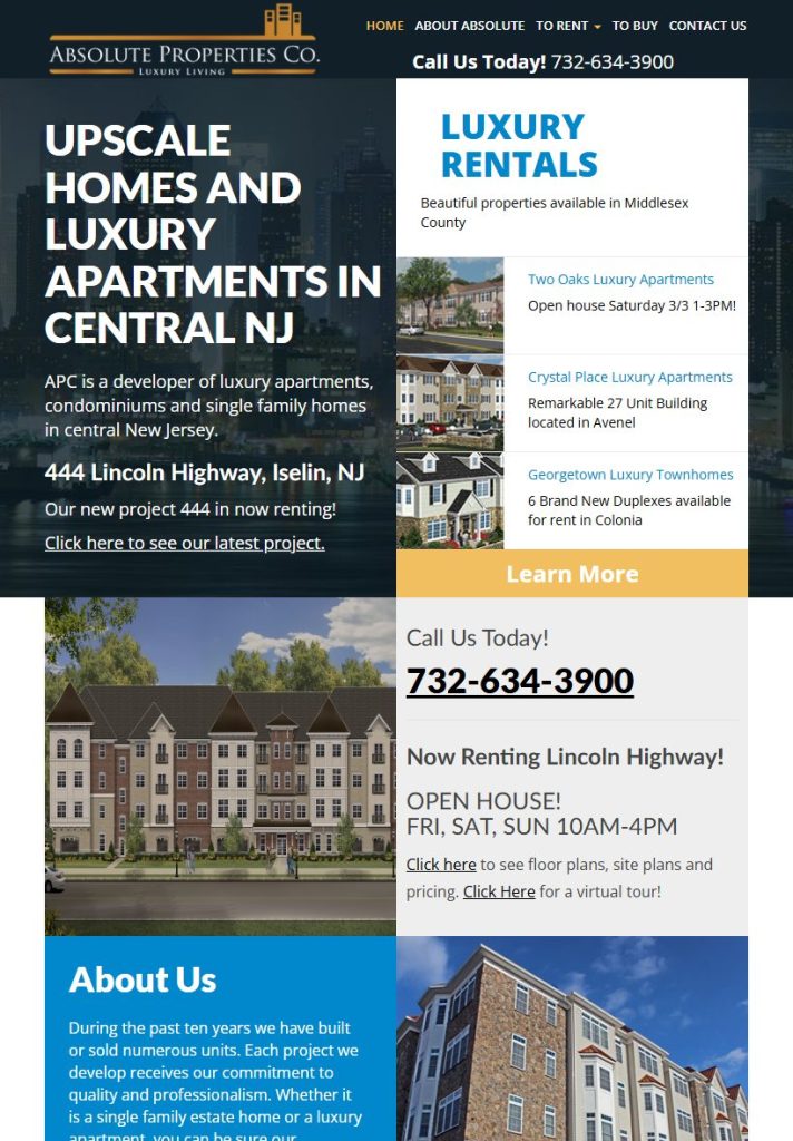 Rent1NJ homepage on a tablet