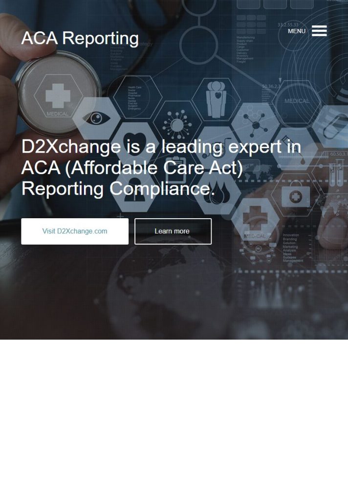 ACA Reporting Service homepage on a tablet
