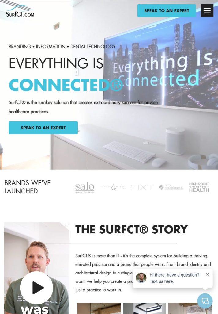 SurfCT homepage on a tablet