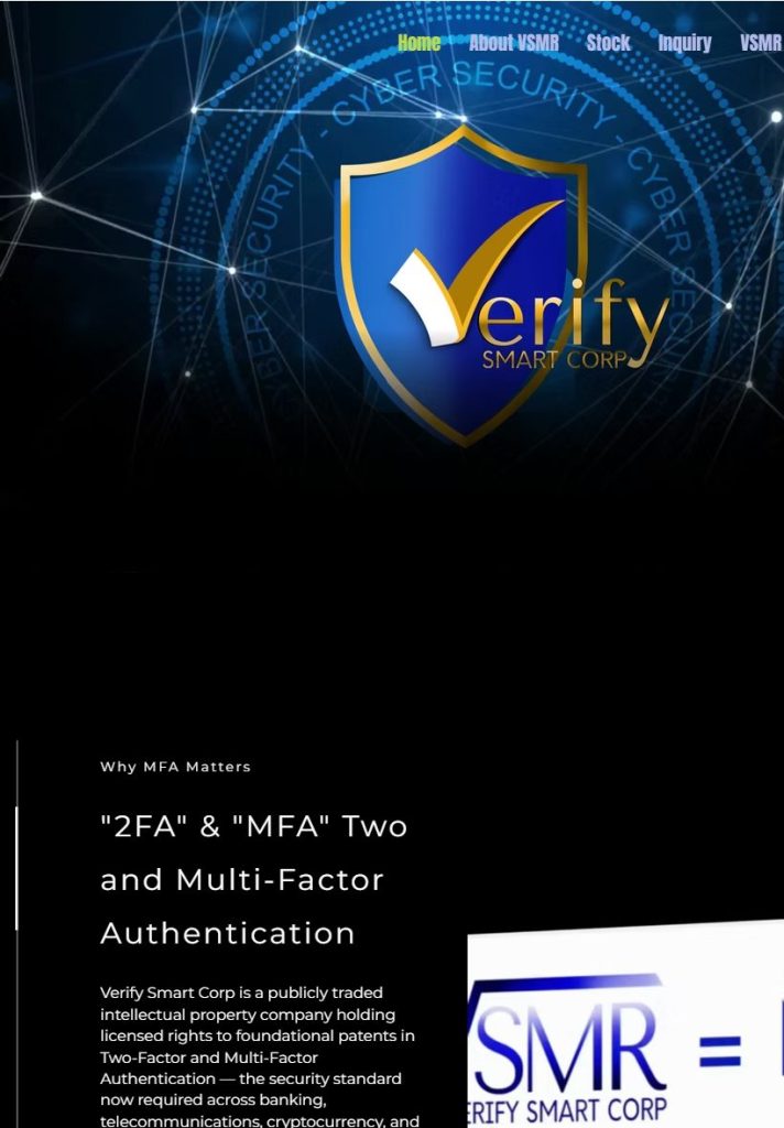 Verify Smart Corporation homepage on a tablet