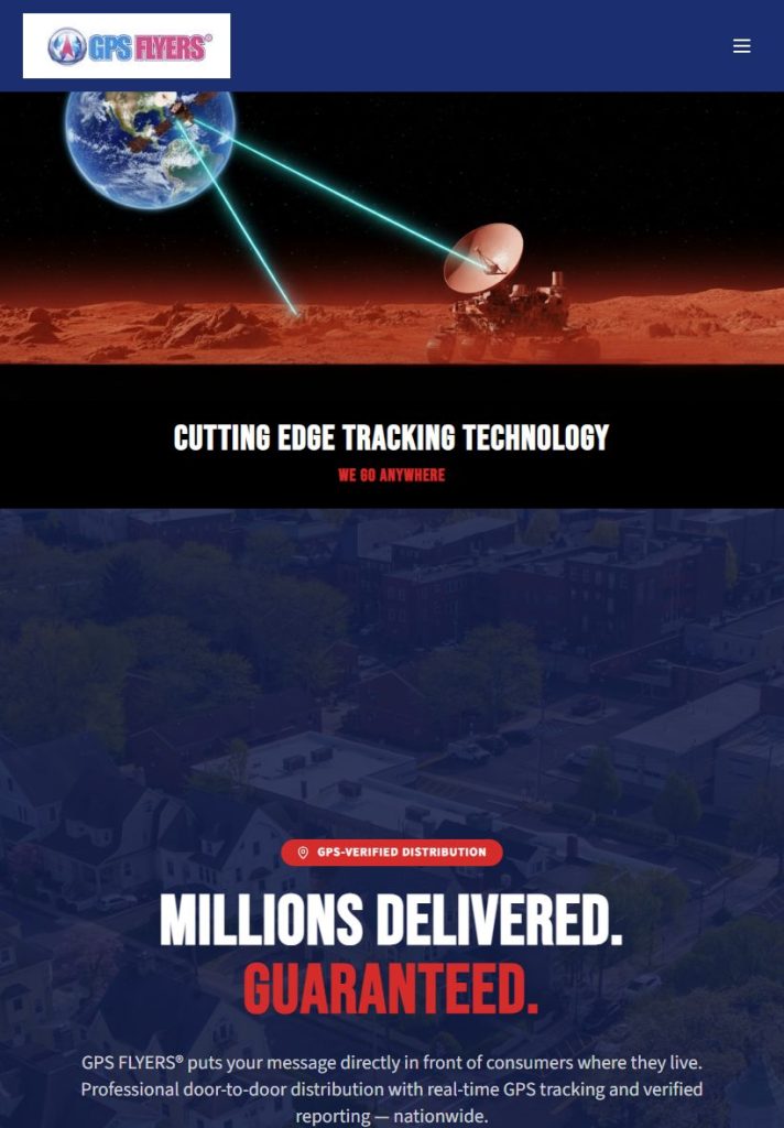 GPS Flyers homepage on a tablet