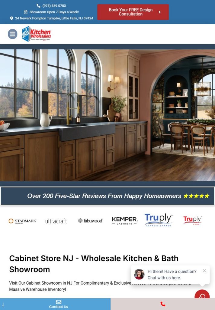 Direct Depot Kitchens homepage on a tablet
