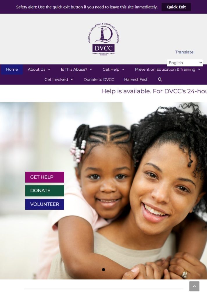 DVCCT homepage on a tablet