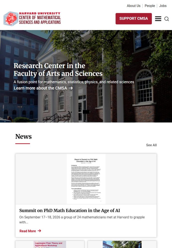 Harvard University homepage on a tablet
