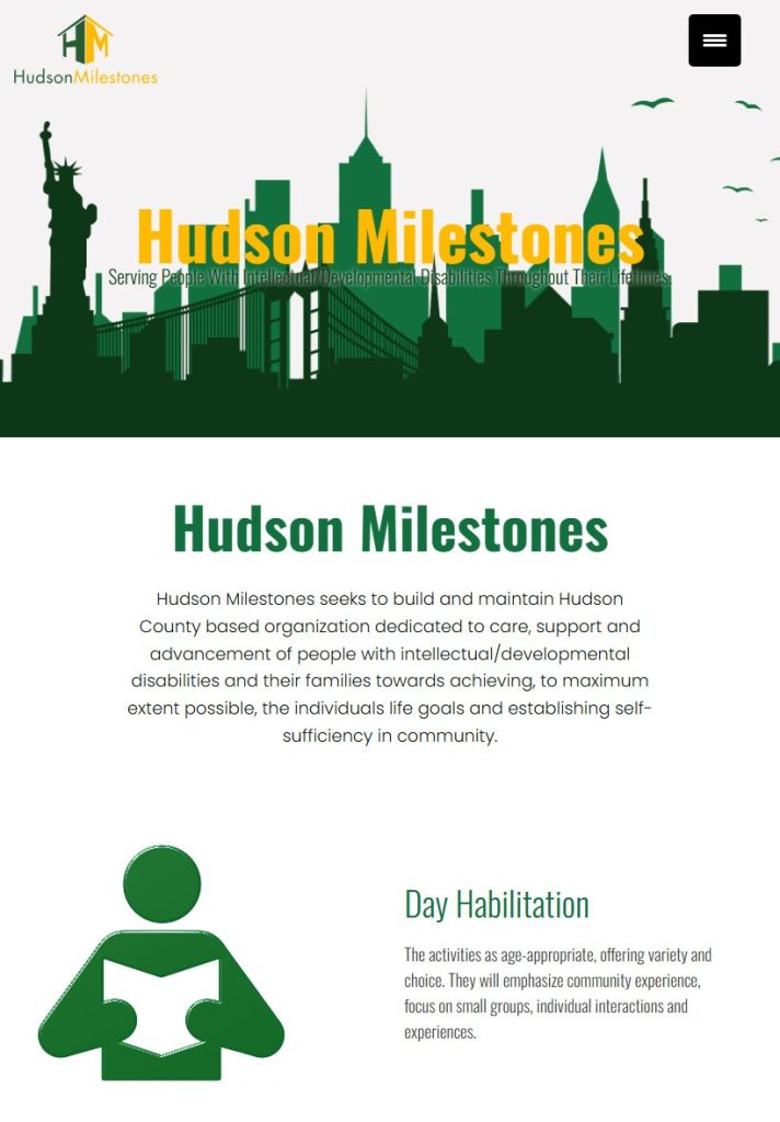 Hudson Milestones homepage on a tablet