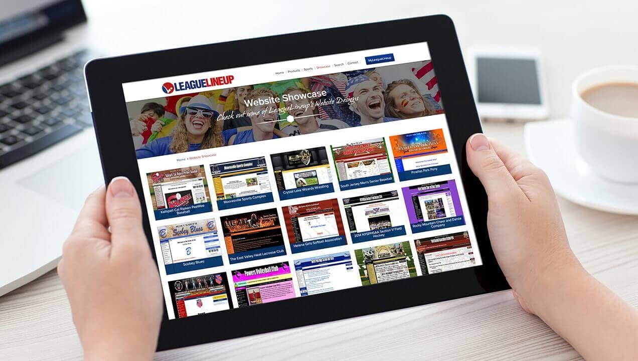 League lineup website on a tablet