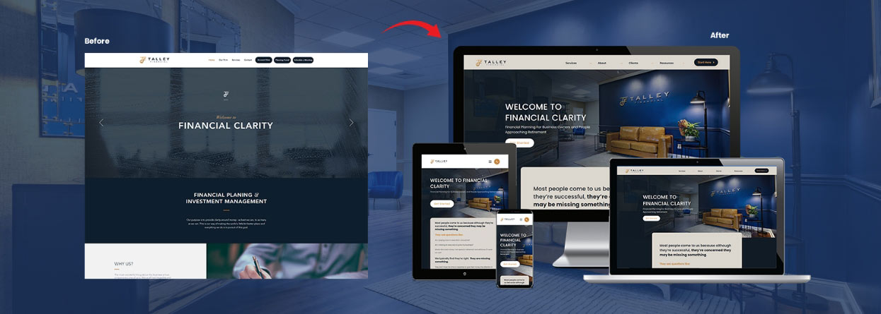 Talley Financial Website Redesign Before After
