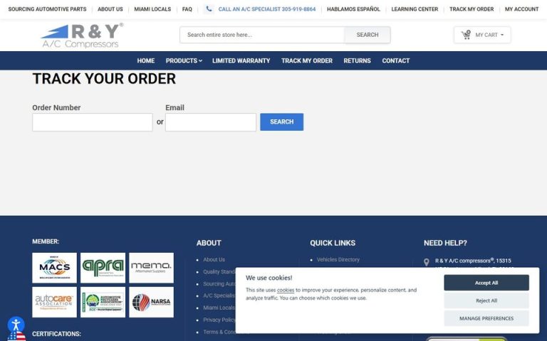 R & Y A/C Compressors: Track Your Order