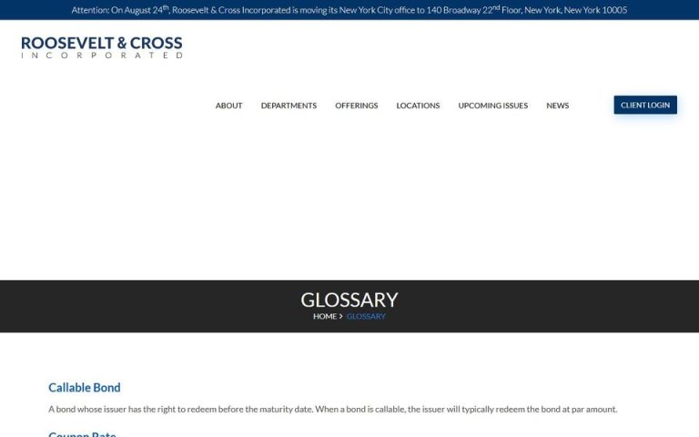 Roosevelt & Cross: Glossary