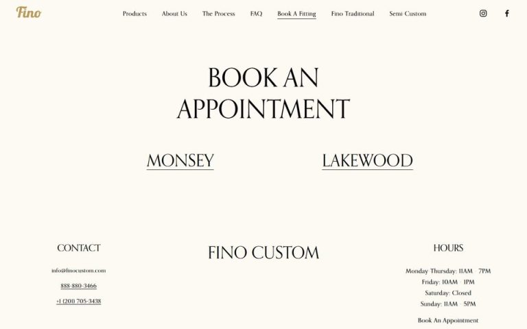 Fino Custom: Book a Fitting
