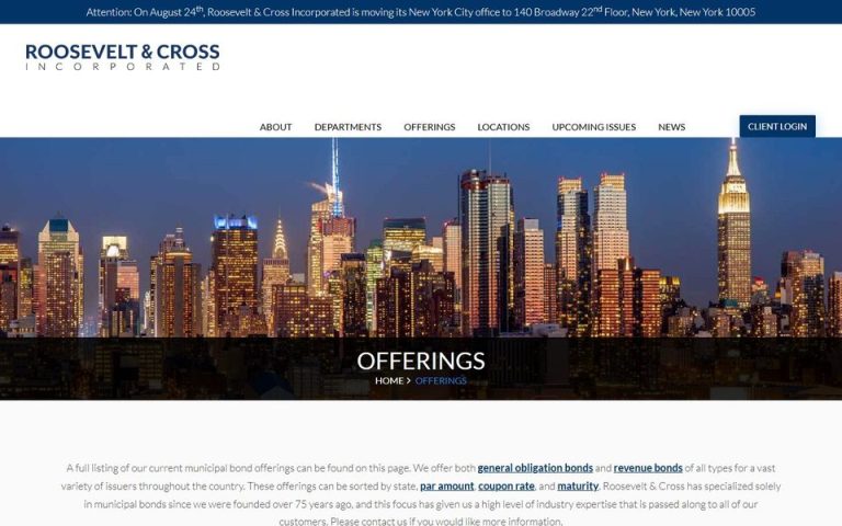 Roosevelt & Cross: Our Municipal Securities Offerings