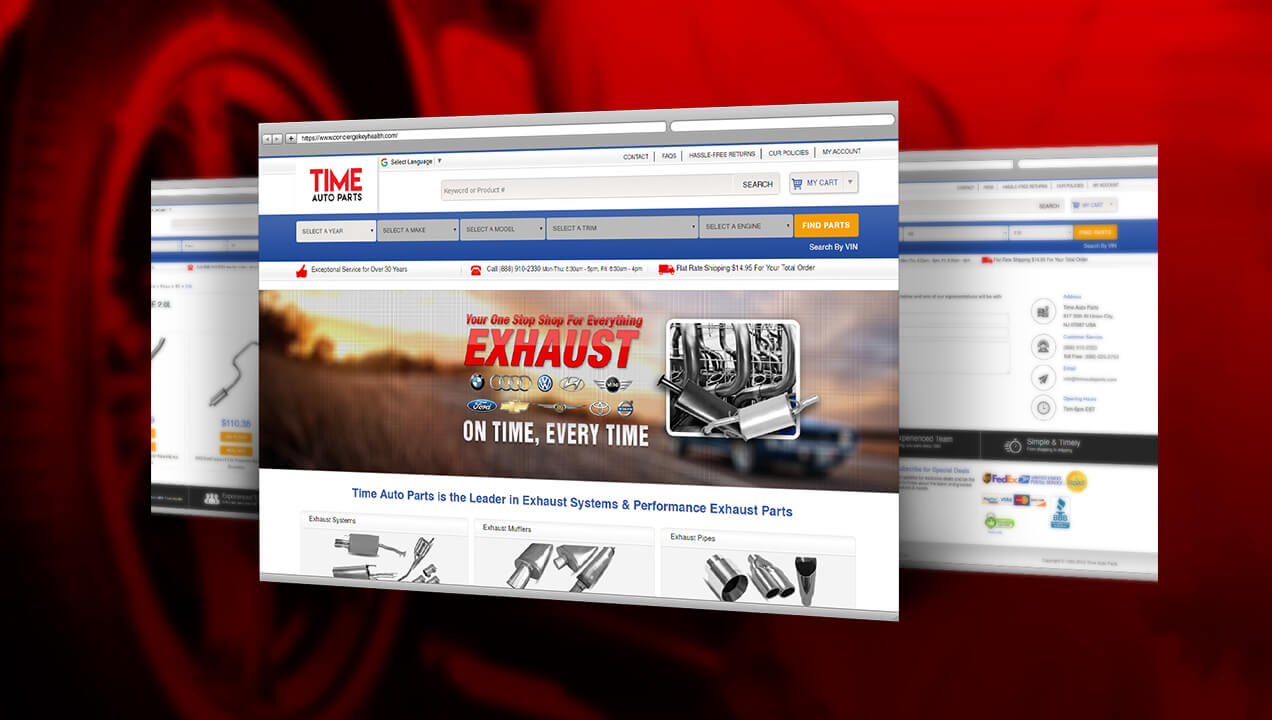 Time Auto Parts website desktop view