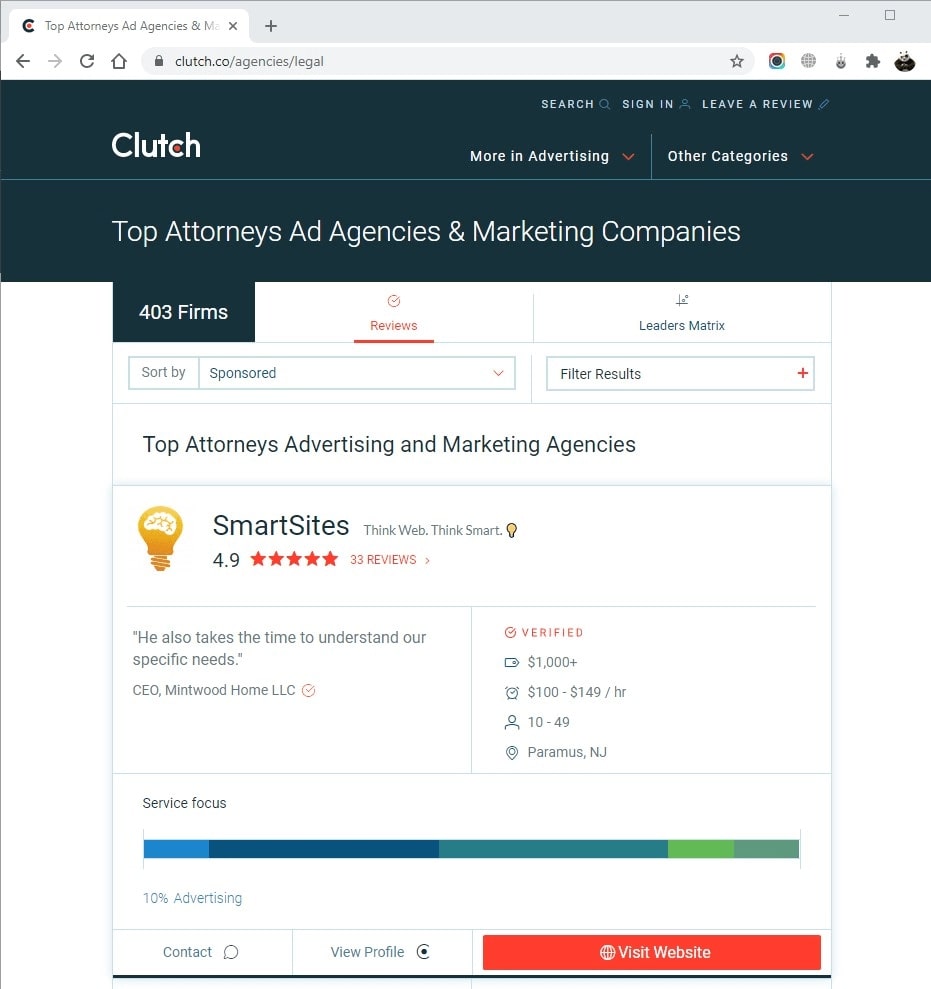 SmartSites Listed in Top Attorney Advertising
