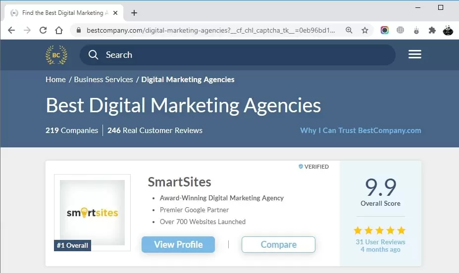 SmartSites Listed in Top Digital Marketing Agencies