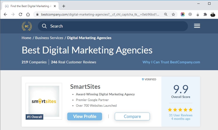 SmartSites Listed in Top Digital Marketing Agencies