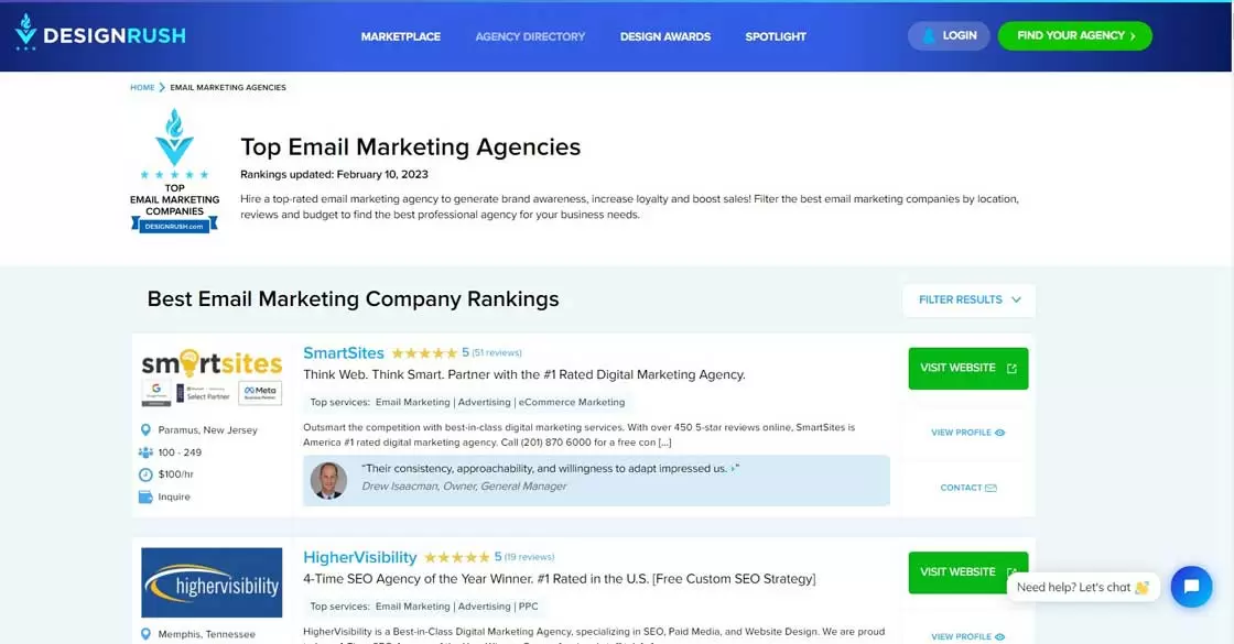 Best Reviewed in Email Marketing by DesignRush