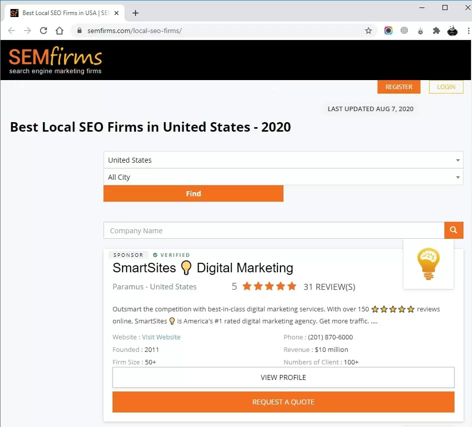 SmartSites Listed in Top Local SEO Firms