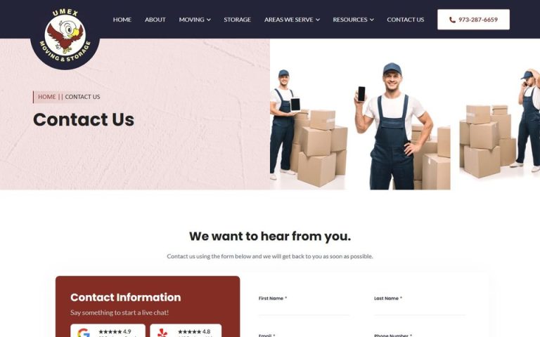 UMEX Moving & Storage: Contact & quote request