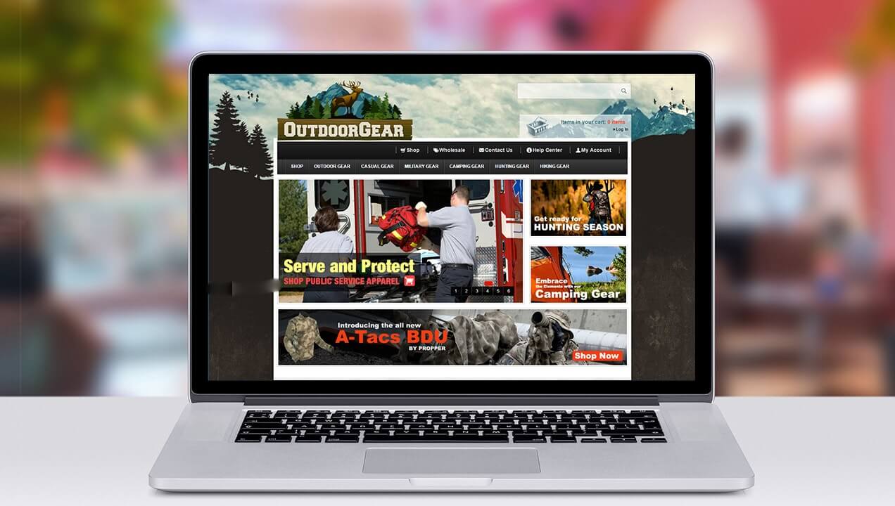 Outdoor Gear website on laptop