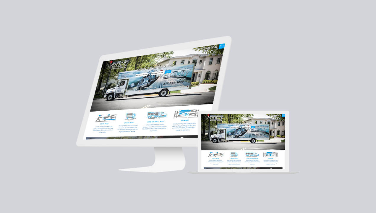 Velocity Moving website in desktop and tablet view