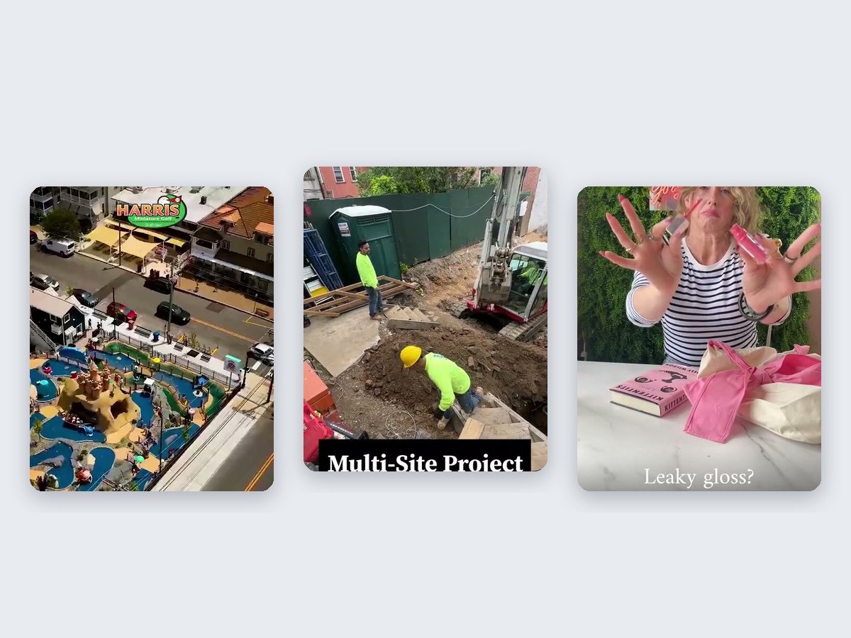 Frames from short videos made for Harris Miniature Golf, PE Builders and The Tulip Project