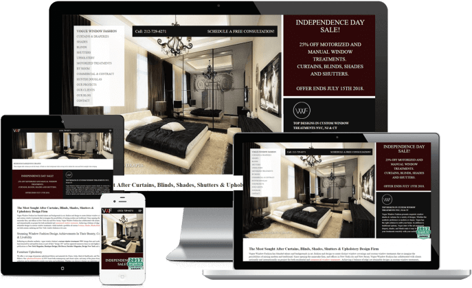 Custom website design for window treatment design