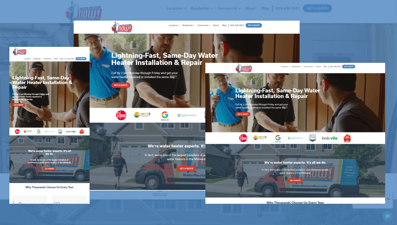 Water Heaters Now PPC/SEO case study graphic