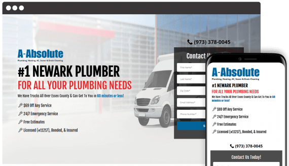 A-Absolute Plumbing Web Design Home Services