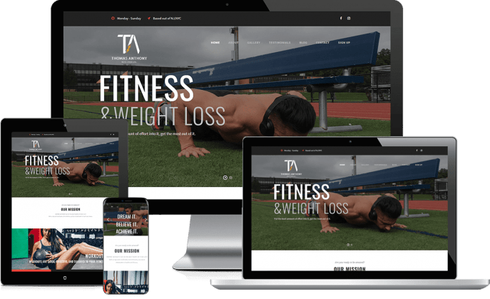 Custom website design for fitness training