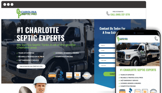 Carolina Septic Pro Web Design Landing Page