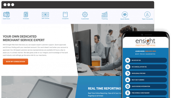 Ensight Merchant Services Web Design Landing Page