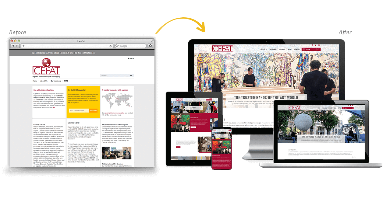 ICEFAT Website Redesign Before After