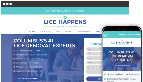 Lice Happens Web Design Landing Page