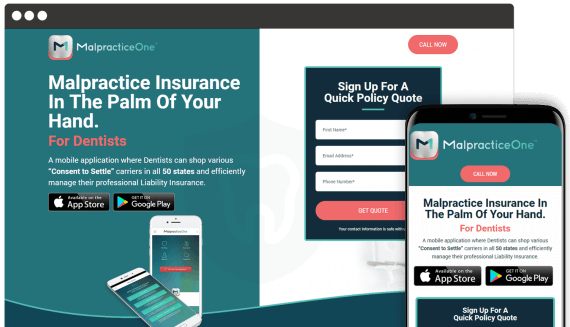 Malpractice One Web Design Landing Page