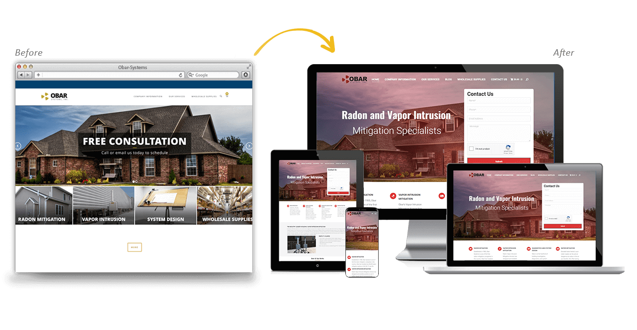 Obar Systems Website Redesign Before After