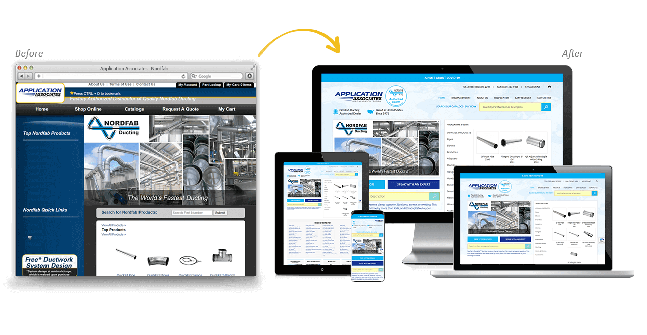 Quick Fit Ducting Website Redesign Before After