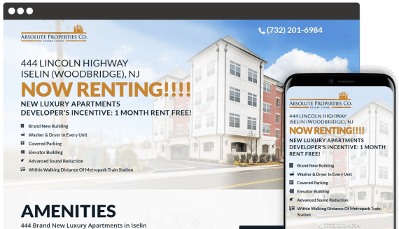 Rent1NJ Web Design Landing Page