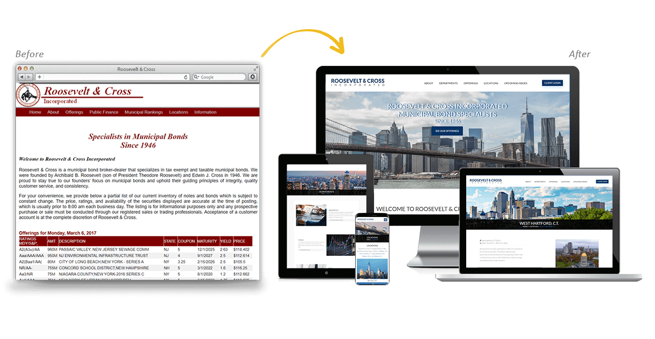 Roosevelt & Cross Website Redesign Before After