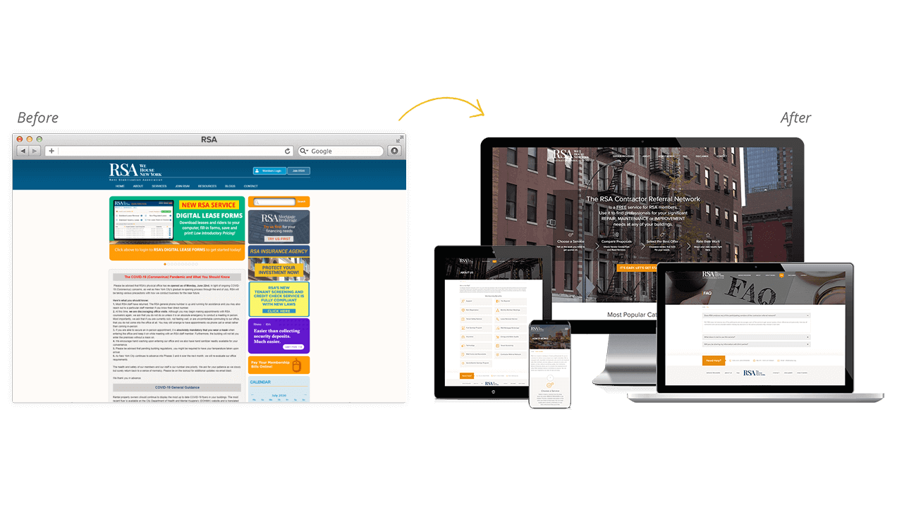 RSA Website Redesign Before After