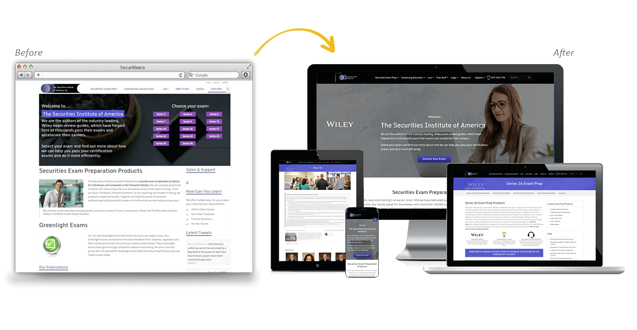 The Securities Institute of America Website Redesign Before After